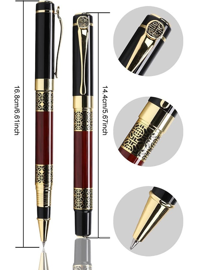 اتش واي قلم توقيع فاخر، بحبر أسود 0.5 ملم، قلم توقيع معدني للأعمال مع تعبئتين إضافيتين، كتابة سلسة، قلم توقيع أنيق كهدية للرجال والنساء التنفيذية (أحمر) - Image 4