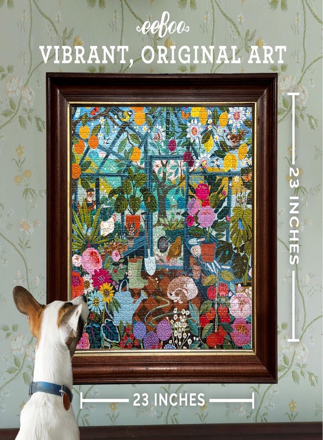 eeBoo English Greenhouse 1000 Piece Square Jigsaw Puzzle, 23" x 23" - Image 3