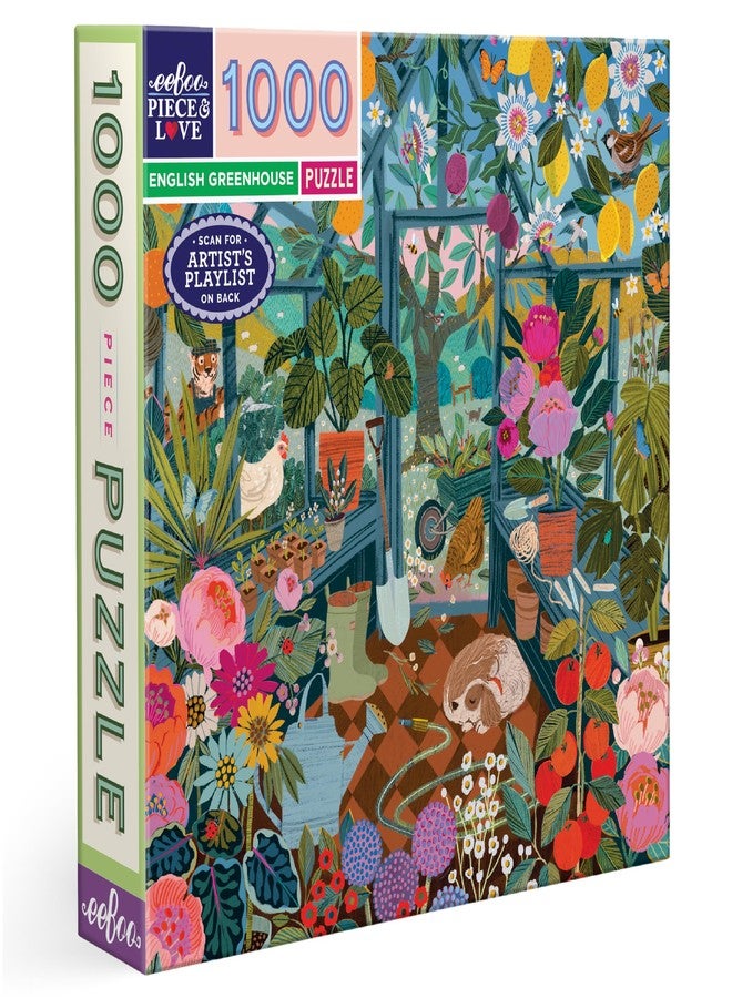 eeBoo English Greenhouse 1000 Piece Square Jigsaw Puzzle, 23" x 23" - Image 1