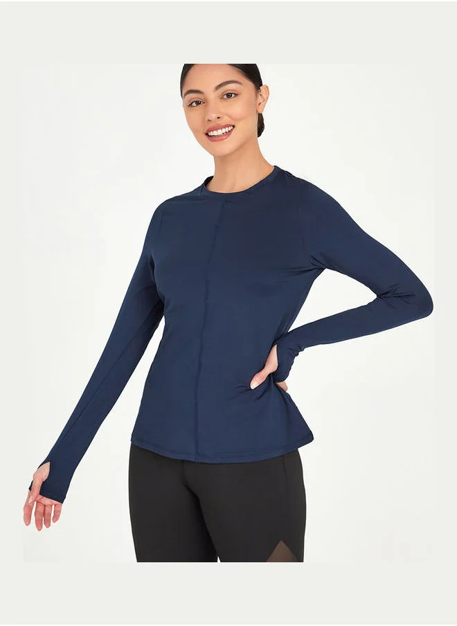 ستايلي Stitch Insert Thumbhole Detail Long Sleeves Active Top