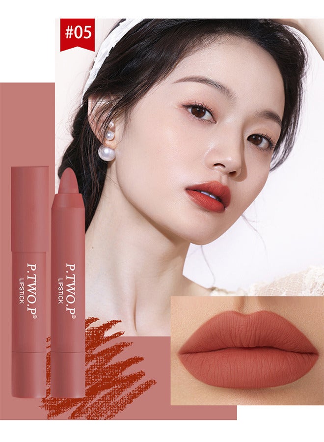 P.TWO.P Avocado Lips Set, 3 PCS Nude Matte Lipstick Set Multicolour Long Lasting Lipstick Non Stick Cup Velvet Lip Gloss Lip Stain Professional Lip Makeup Matte Lipstick Set  - Image 3