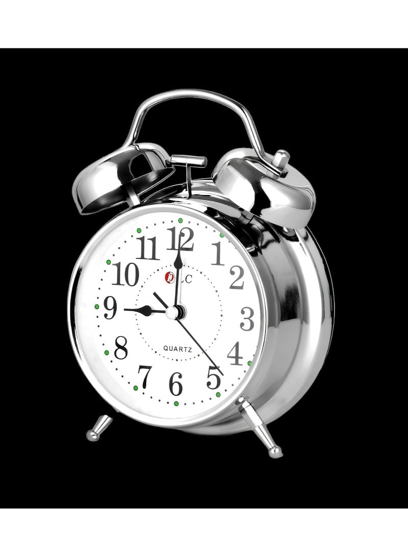 دي إل سي  رف الطاولة ساعة منبه الكلاسيكية مع رنين ميكانيكي DLC-32904 فضي - Image 2