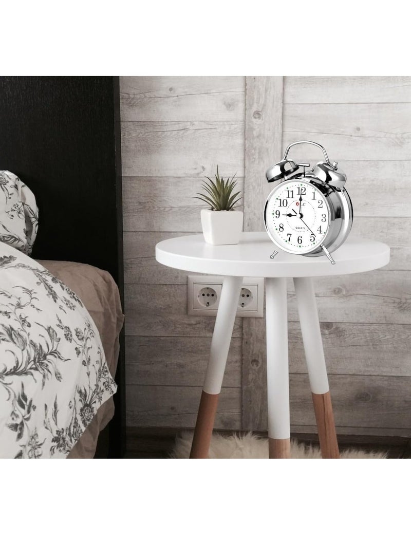 دي إل سي  رف الطاولة ساعة منبه الكلاسيكية مع رنين ميكانيكي DLC-32904 فضي - Image 3