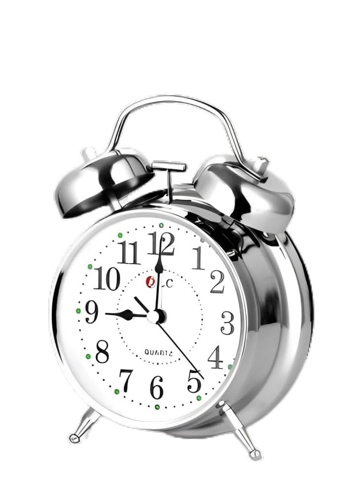 دي إل سي  رف الطاولة ساعة منبه الكلاسيكية مع رنين ميكانيكي DLC-32904 فضي - Image 4