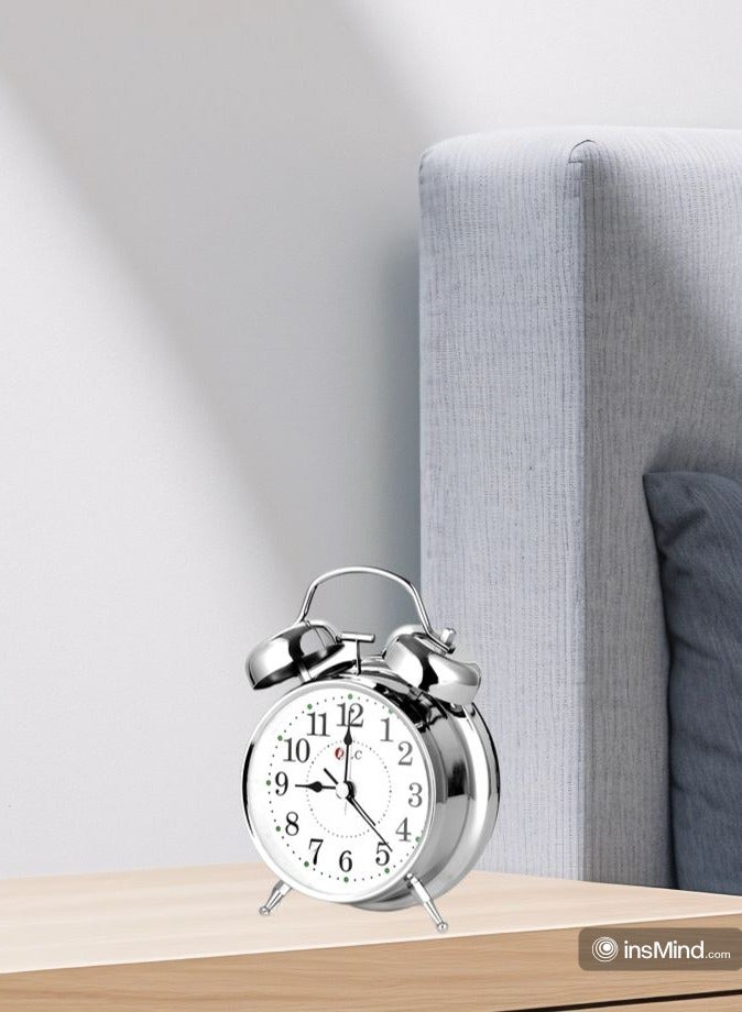 دي إل سي  رف الطاولة ساعة منبه الكلاسيكية مع رنين ميكانيكي DLC-32904 فضي - Image 1