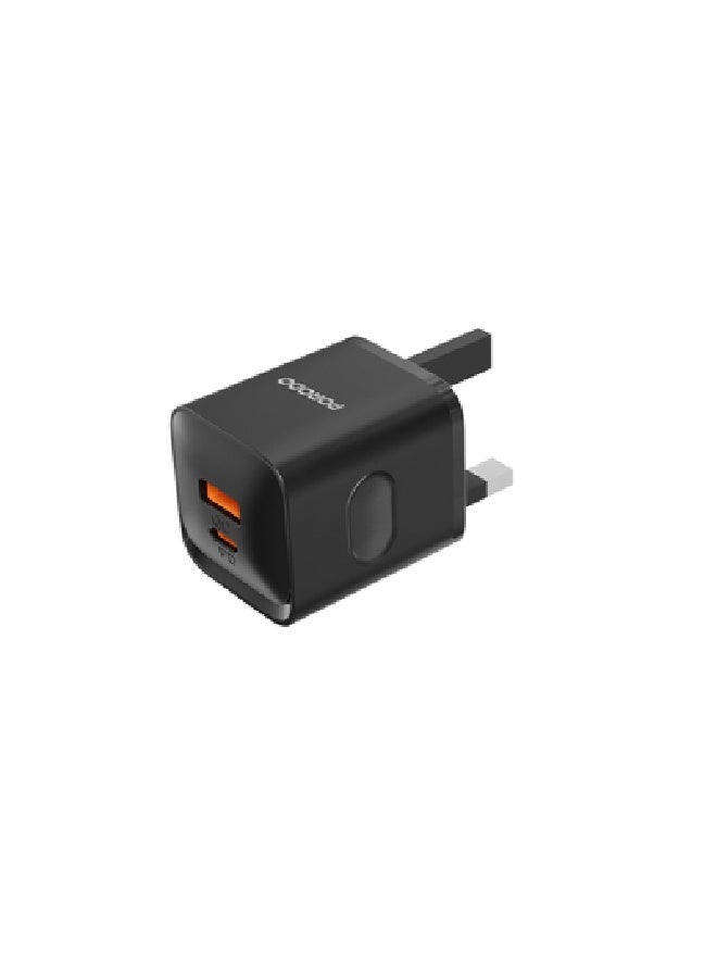 porodo Dual Port Wall Charger UK with USB-C to Lightning cable  - Image 2