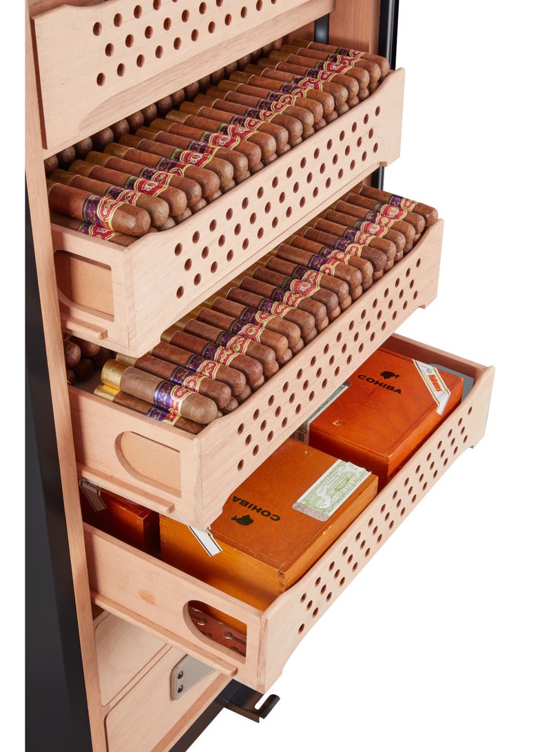 Hemingway Hemingway Smart Cigar Humidor – Spanish Cedar Wood – Touch Screen – Temperature & Humidity Control – 8 Drawers – Up to 1500 Cigars  - Image 4