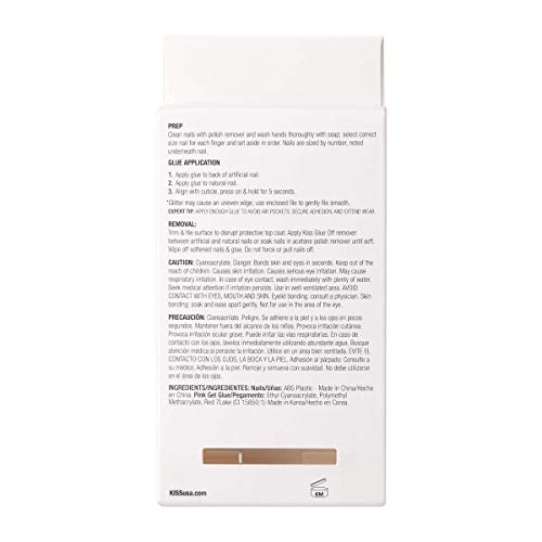 KISS Classy French Nail Manicure Kit with Gel Finish, Long, Coffin Shaped, “Scrunchie”, Gel Nail Kit Includes Pink Nail Glue (Net Wt. 2 g / 0.07oz.), Mini File, Manicure Stick, and 28 Fake Nails - Image 3