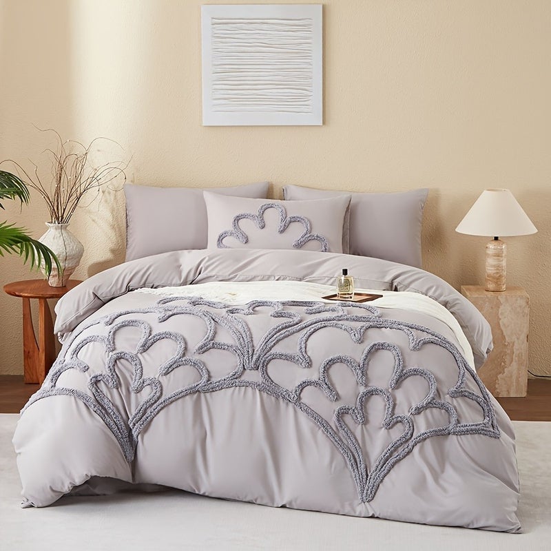 2pcs/3pcs Tufted Nordic Bohemian Style Bedding, Modern Minimalist Soft and Comfortable Bedding, Duvet Cover Set with Zipper (Includes 1 Duvet Cover and 1 Pillowcase/2 Pillowcases). Available in Multiple Colors and Sizes, a Suitable Gift for Family - Image 1