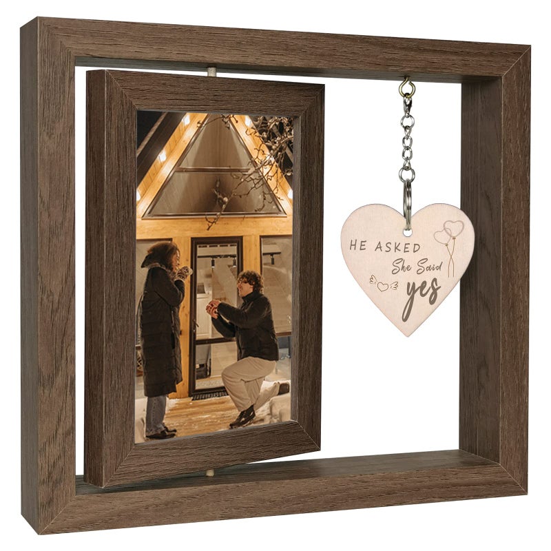 EYITUPC He Asked She Said Yes Engagement Gifts Photo Frame Wedding Engagement Gifts for Couples Dis Two 15x10 cm