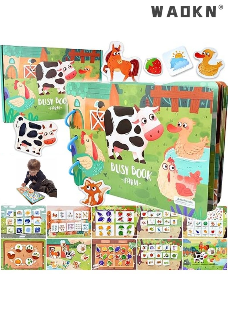 دبليو أيه أو كي أن كتاب كتاب تعليم أطفال قبل المدرسة مشغول ، نشاط دراسة موضوع مزرعة قبل المدرسة الهادئة ، طفل يطوّر مهارات تعلّم ، ملصقات طبعة حيوان لعبة جولة ، كتاب أطفال مشغول ، ألعاب تعليمية - Image 1