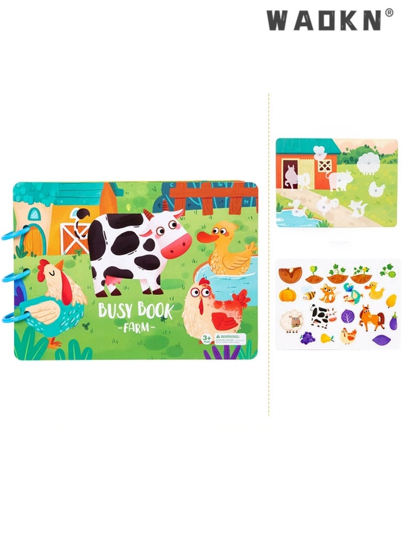 دبليو أيه أو كي أن كتاب كتاب تعليم أطفال قبل المدرسة مشغول ، نشاط دراسة موضوع مزرعة قبل المدرسة الهادئة ، طفل يطوّر مهارات تعلّم ، ملصقات طبعة حيوان لعبة جولة ، كتاب أطفال مشغول ، ألعاب تعليمية - Image 4