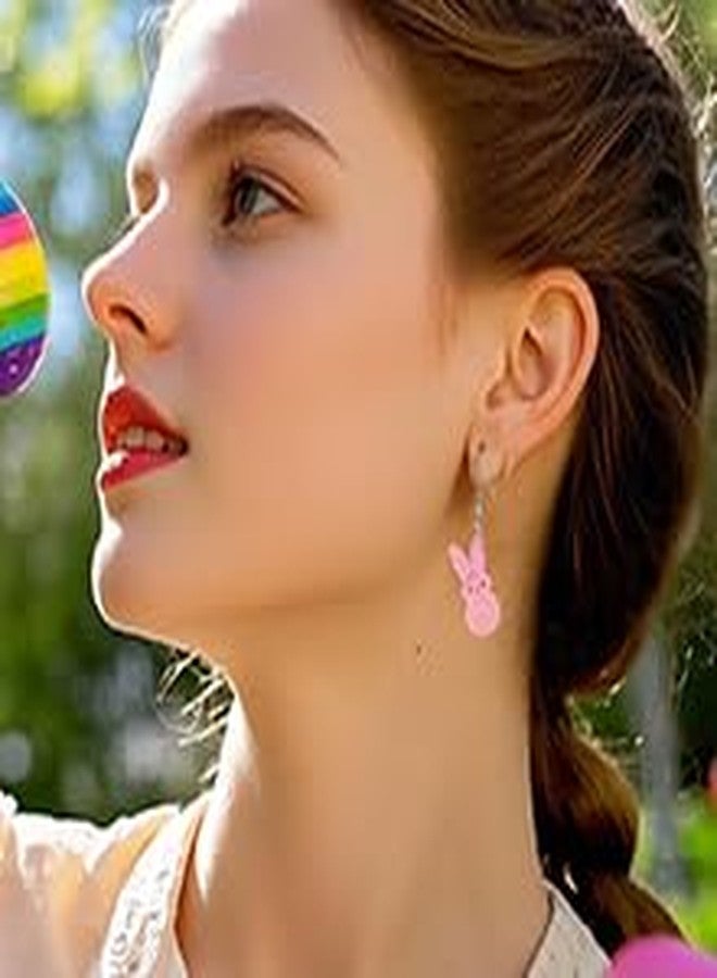 Lookray Easter Earrings for Women Colorful Easter Bunny Dangle Earrings Cute Glitter Acrylic Spring Rabbit Earrings Festive Outfit Jewelry Accessories Style2 - Image 2