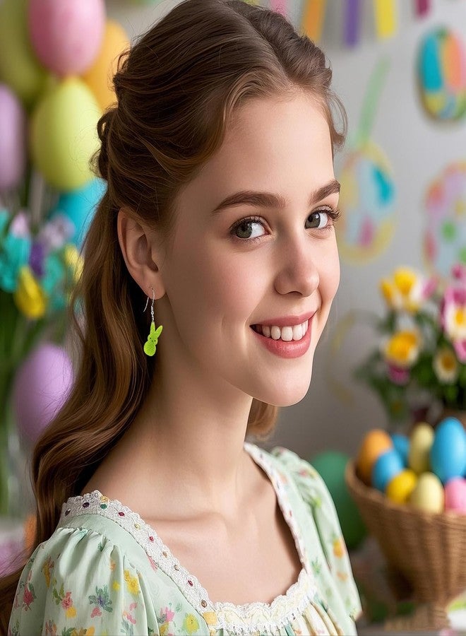 Lookray Easter Earrings for Women Colorful Easter Bunny Dangle Earrings Cute Glitter Acrylic Spring Rabbit Earrings Festive Outfit Jewelry Accessories Style2 - Image 3