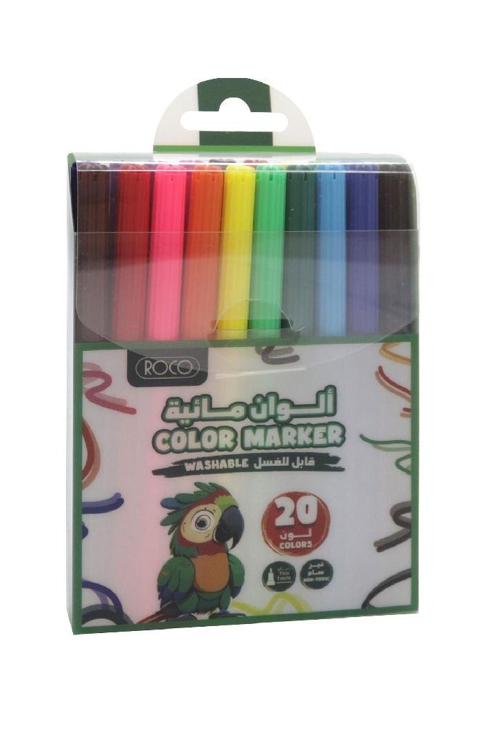 ROCO Washable Color Marker – 20 Pieces, Assorted Colors  - Image 1