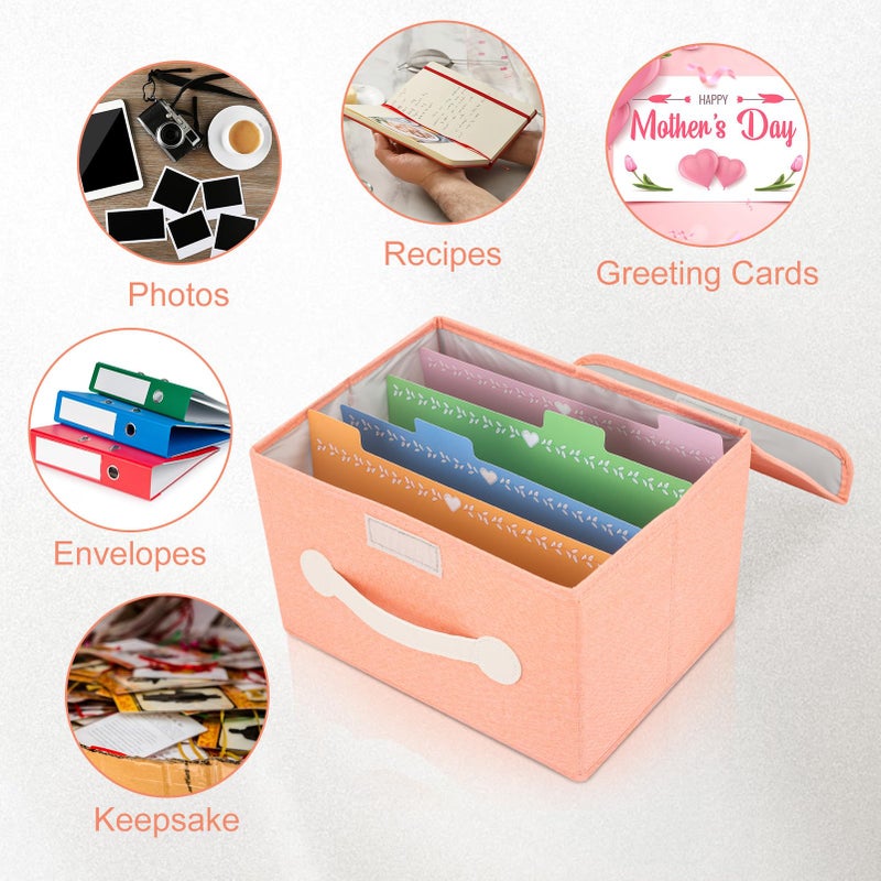 slcinwzdt Collapsible Greeting Card Storage Box with 16 Dividers, Ideal for Cards, Recipes, Photos, Envelopes - Pink, 84 Labels - Image 3