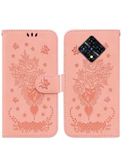 HuHa Case Cover For For Infinix Zero 8 X687 Butterfly Rose Embossed Leather Phone Case(Pink) 