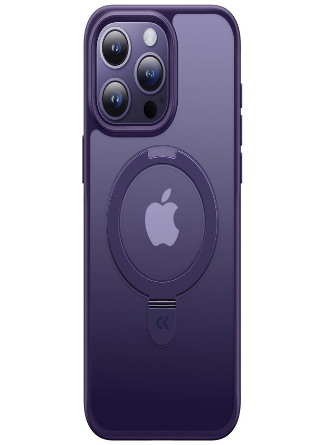 جراب CASEKOO مصمم خصيصًا لهاتف iPhone 14 Pro مع حامل مغناطيسي غير مرئي [حماية من السقوط وفقًا للمعايير العسكرية] [متوافق مع MagSafe] جراب Pro نحيف غير لامع وشفاف مقاوم للصدمات، مقاس 6.1 بوصة، لون بنفسجي - Image 4