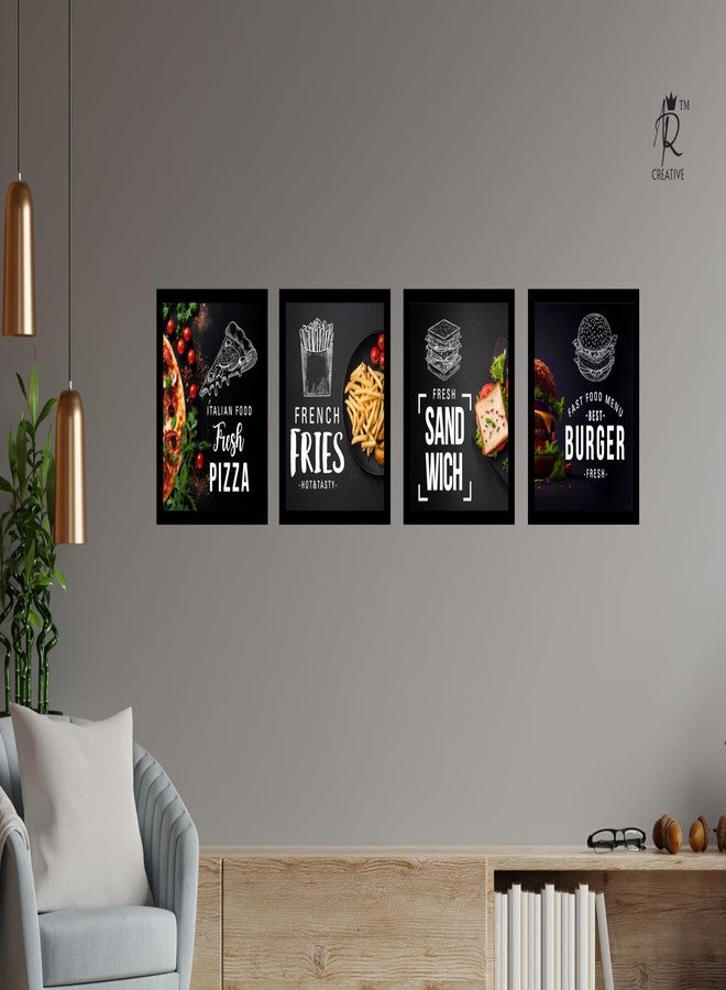 AR Creative Italian Food, French Fries, Sandwich, Fast Food - Kitchen and Restaurant Quotes Print with Frame, Food Quotes, Funny, Home, Office Decor, Kitchen Poster (10 inch x 10 inch) Set of 4 - Image 2