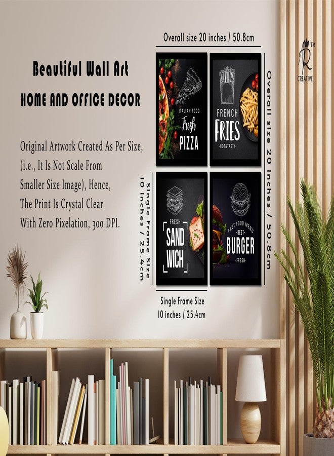 AR Creative Italian Food, French Fries, Sandwich, Fast Food - Kitchen and Restaurant Quotes Print with Frame, Food Quotes, Funny, Home, Office Decor, Kitchen Poster (10 inch x 10 inch) Set of 4 - Image 4