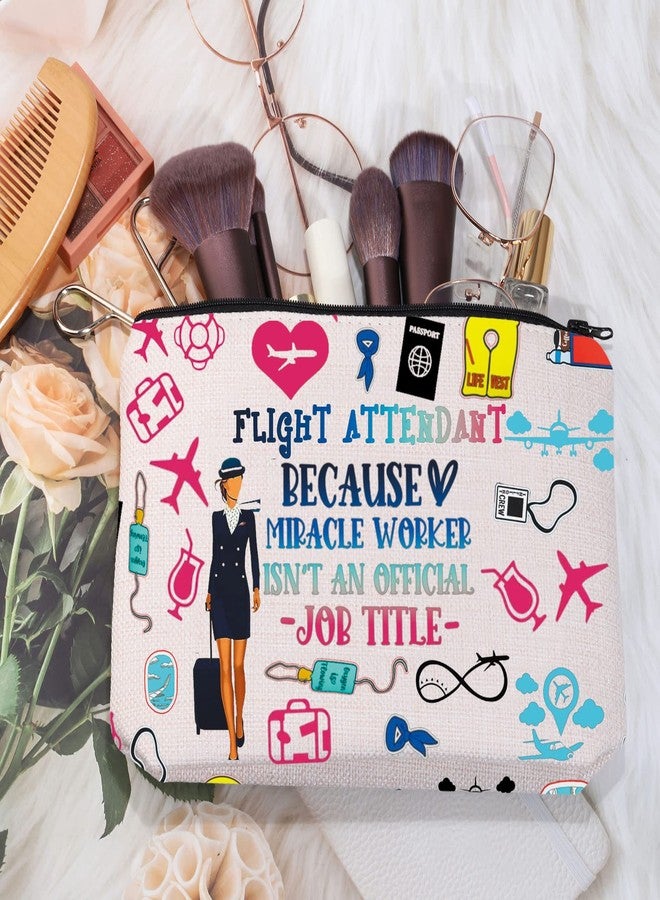 MEIKIUP Flight Attendant Gifts Air Stewardess Cosmetic Bag Stewardess Aviation Makeup Pouch Flight School Gift (Flight Attendant Title Bag) - Image 2