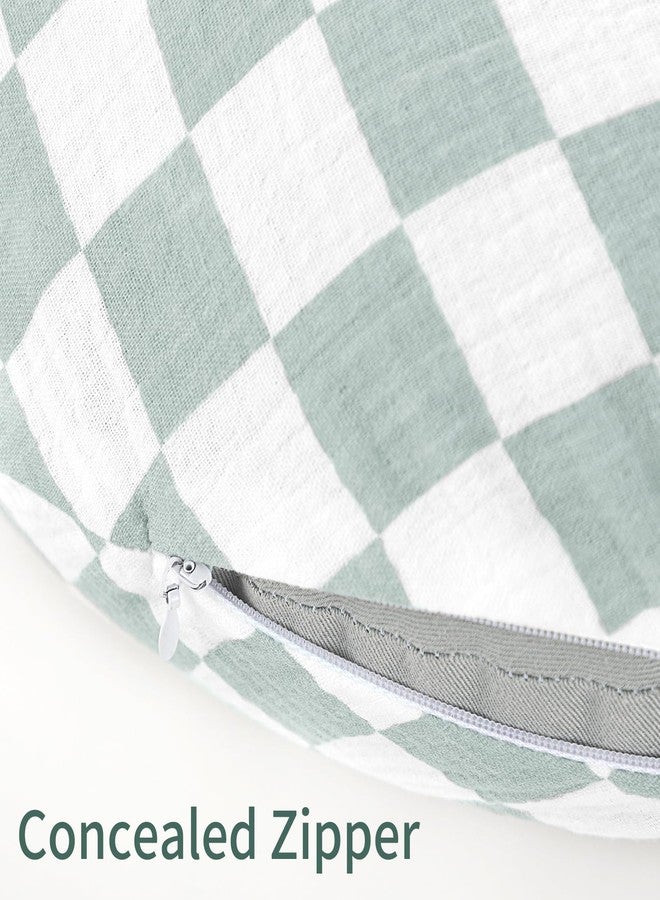 SWESEN Muslin Nursing Pillow Cover, Soft Removable Cover for Breastfeeding Pillows, Pillow Slipcover for Baby Boys and Girls, Comfortable & Breathable, Green Plaid, (Only Cover) - Image 5
