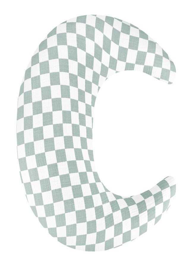 SWESEN Muslin Nursing Pillow Cover, Soft Removable Cover for Breastfeeding Pillows, Pillow Slipcover for Baby Boys and Girls, Comfortable & Breathable, Green Plaid, (Only Cover) - Image 1
