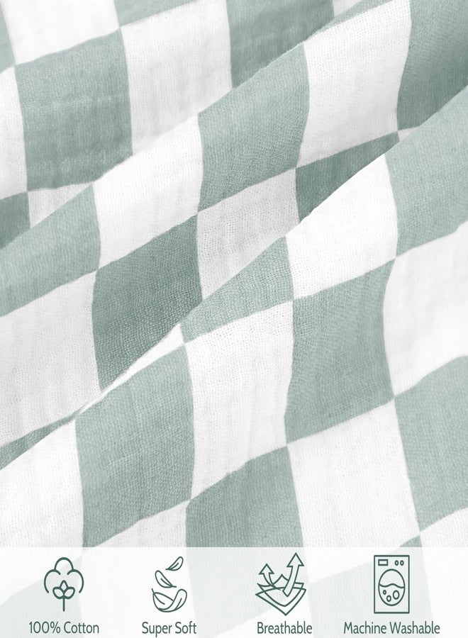SWESEN Muslin Nursing Pillow Cover, Soft Removable Cover for Breastfeeding Pillows, Pillow Slipcover for Baby Boys and Girls, Comfortable & Breathable, Green Plaid, (Only Cover) - Image 3