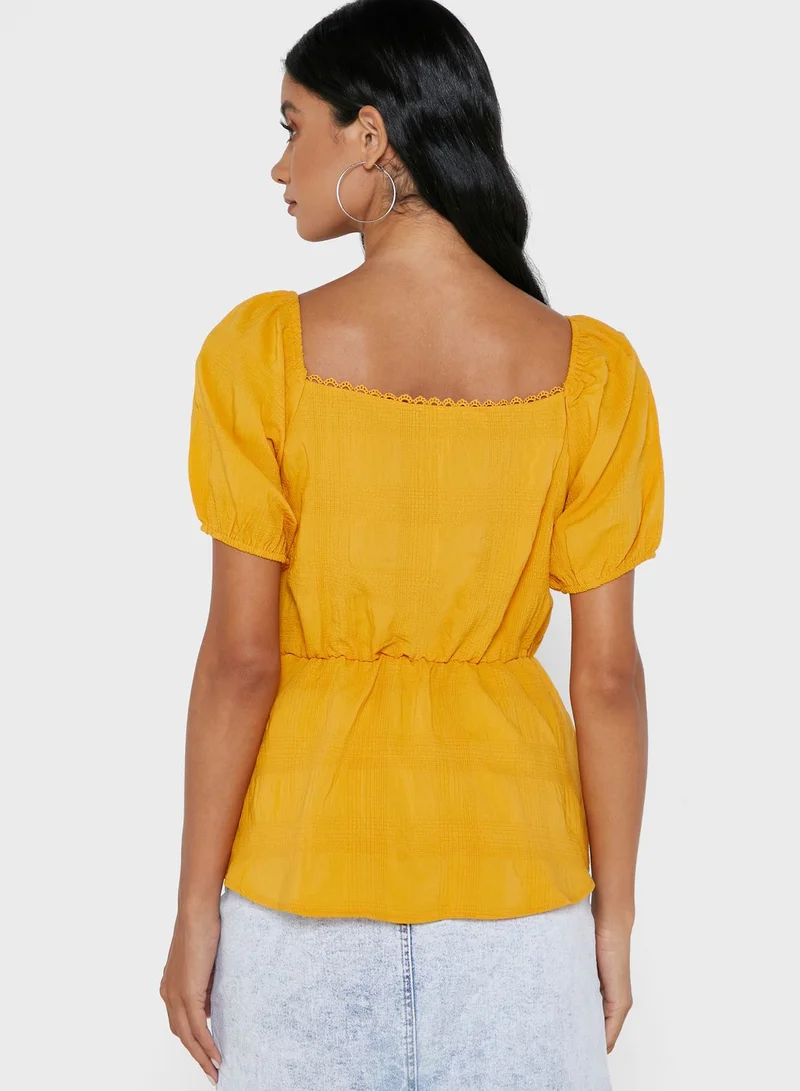 Ginger Lace Trim Surplice Top