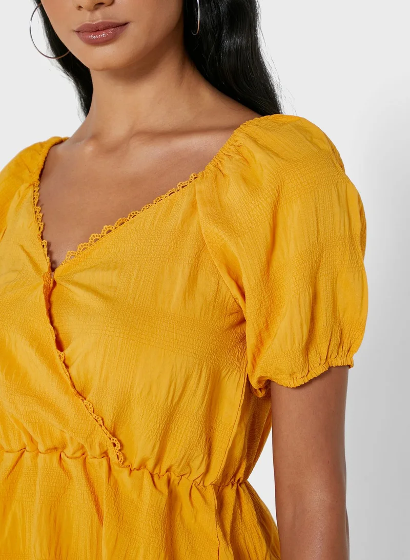 Ginger Lace Trim Surplice Top