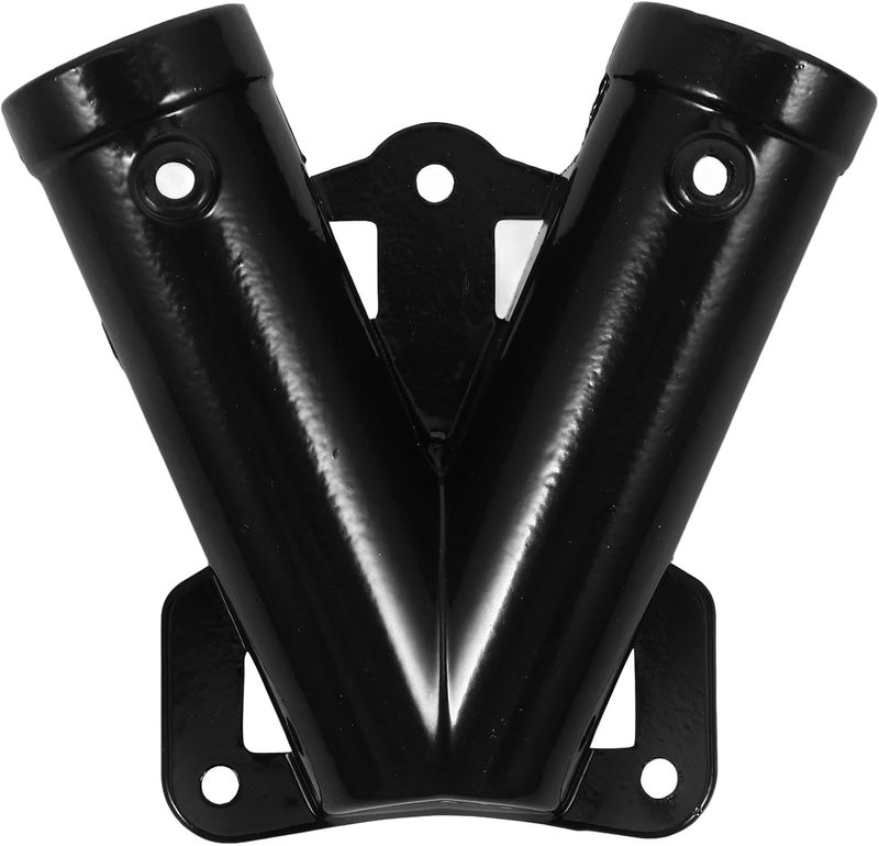 Metal Flag Pole Bracket and Holder Outside House, V-Shaped Aluminum Alloy Mount with Adjustable Fixing Rack, Black Outdoor Wall Flagpole Hardware for Patio and Lawn - Image 1