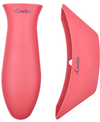 Crucible Cookware Silicone Hot Handle Holder + Assist Holder, Potholder (2-Pack Mix Red) for Cast Iron Skillets, Pans, Frying Pans & Griddles, Metal and Aluminum Cookware Handles - Sleeve Grip, Handle Cover - Image 1