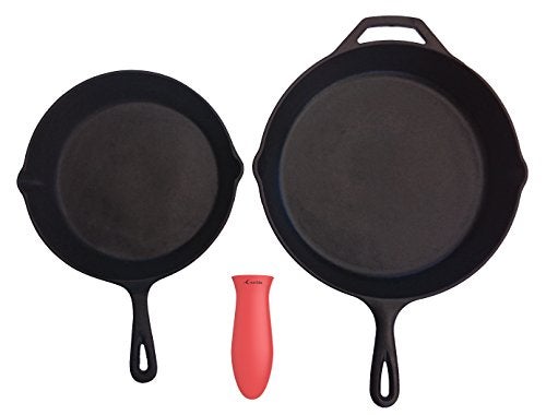Crucible Cookware Silicone Hot Handle Holder + Assist Holder, Potholder (2-Pack Mix Red) for Cast Iron Skillets, Pans, Frying Pans & Griddles, Metal and Aluminum Cookware Handles - Sleeve Grip, Handle Cover - Image 4