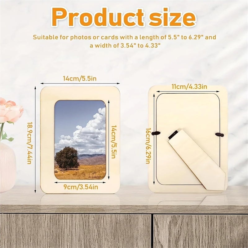 Wooden Photo Frame 6pcs Wooden Picture Frames For Crafts Photos Standing Postcard Frame Set Unfinished DIY Keepsake Kit - Image 2
