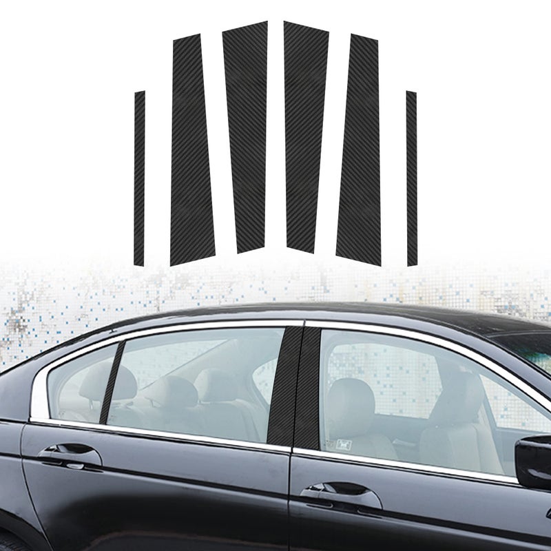 ملصقات فينيل عمود نافذة السيارة TOMALL 6 قطع متوافقة مع هوندا أكورد سيدان 20132017 تغليف خارجي ملصق لتعديل ديكور ملحقات السيارة ألياف الكربون