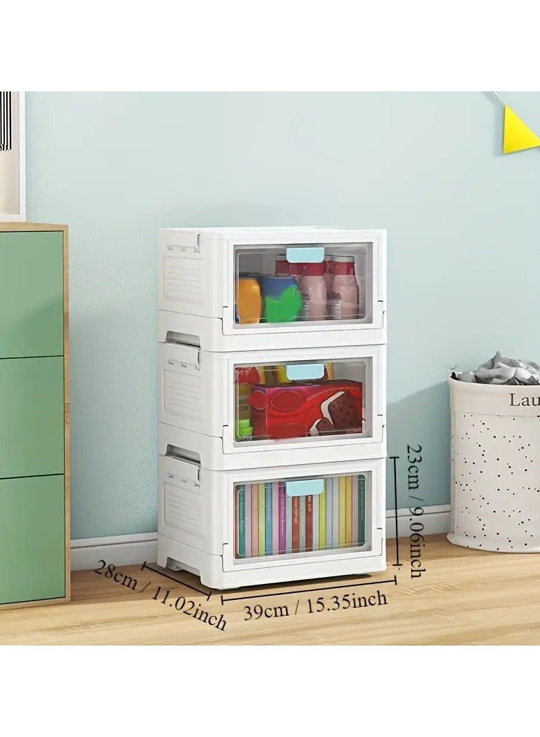 1pc Large Capacity Transparent Storage Box With Wheels - Folding Trunk For Books, Snacks, Clothing, And - Organize Your Home With Ease  - Image 1