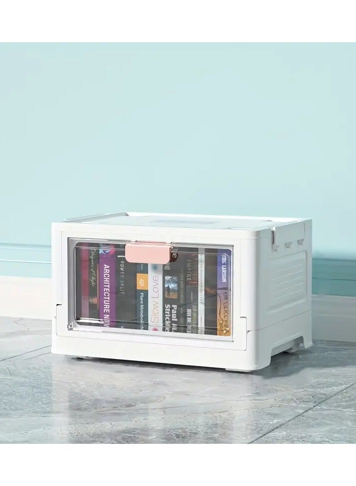 1pc Large Capacity Transparent Storage Box With Wheels - Folding Trunk For Books, Snacks, Clothing, And - Organize Your Home With Ease  - Image 3