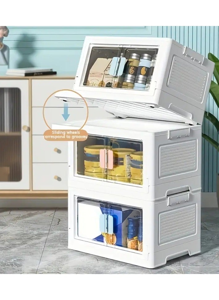 1pc Large Capacity Transparent Storage Box With Wheels - Folding Trunk For Books, Snacks, Clothing, And - Organize Your Home With Ease  - Image 4