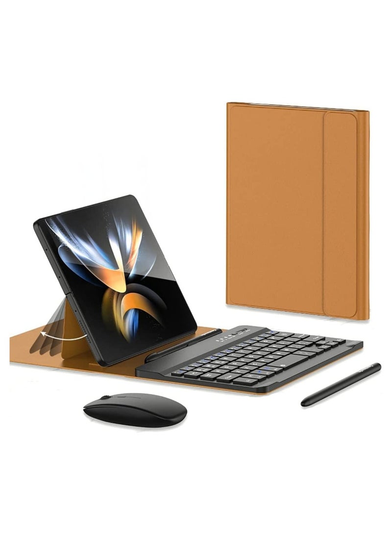 General Compatible with Samsung Galaxy Z Fold 4 KeyboardBluetooth Mouse and Capacitive PenBluetooth KeyboardWirelessly Connect Galaxy Z Fold 4 and Z Fold 3 Leather Case 