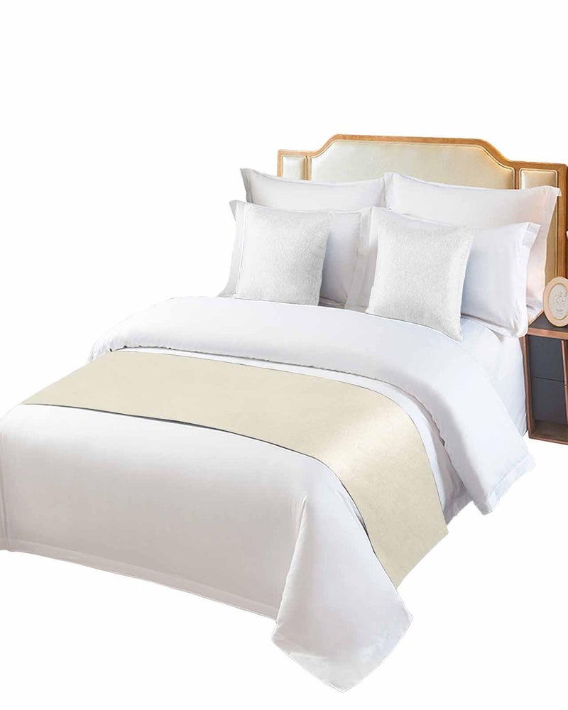 Cream Bed Runner 102x20 Inches for Cal King Bed Decorative Throw Foot of Bed Protector - Image 3