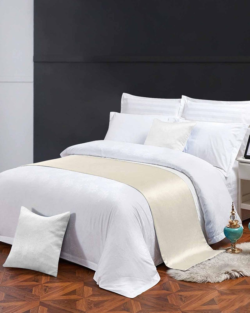 Cream Bed Runner 102x20 Inches for Cal King Bed Decorative Throw Foot of Bed Protector - Image 4