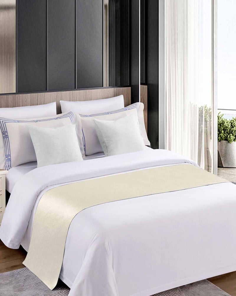 Cream Bed Runner 102x20 Inches for Cal King Bed Decorative Throw Foot of Bed Protector - Image 5