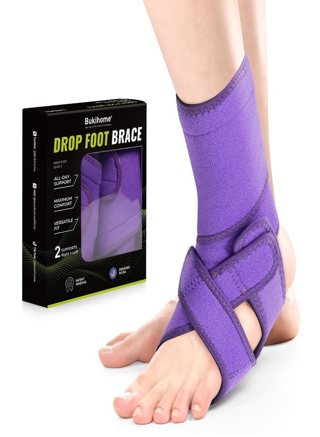 Bukihome Adjustable AFO Foot Drop Brace - Foot Support for Walking with Shoes, Socks, or Barefoot - Helps with Foot Drop, Plantar Fasciitis, Stroke, and MS Recovery (Purple, Rigid Support) - Image 1