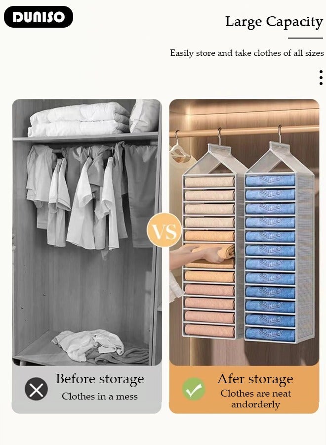DUNISO 12 Tier Hanging Closet Shelves, Hanging Closet Organizer for Clothes, Socks & Hats, Hanging Shelves with Waterproof PVC & Stainless Steel Hooks, Storage Organizer for Bedroom  - Image 5
