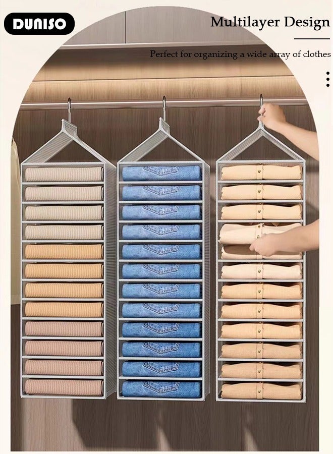 DUNISO 12 Tier Hanging Closet Shelves, Hanging Closet Organizer for Clothes, Socks & Hats, Hanging Shelves with Waterproof PVC & Stainless Steel Hooks, Storage Organizer for Bedroom  - Image 2
