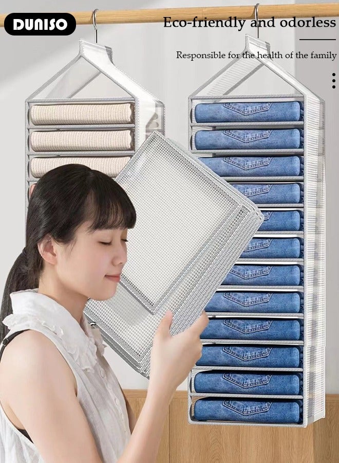 DUNISO 12 Tier Hanging Closet Shelves, Hanging Closet Organizer for Clothes, Socks & Hats, Hanging Shelves with Waterproof PVC & Stainless Steel Hooks, Storage Organizer for Bedroom  - Image 3