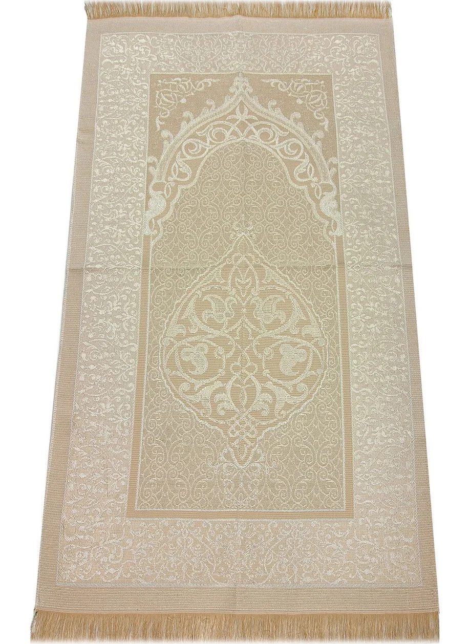 İhvan Luxury Light Color Ottoman Taffeta Prayer Rug - 0210 - Cream Color