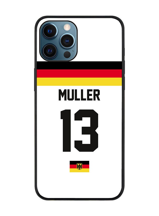Stylizedd Rugged Black edge case for Apple iPhone 12 Pro Slim fit Soft Case Flexible Rubber Edges Anti Drop TPU Gel Thin Cover - Football Team - Germany Player Name - Muller - Image 1