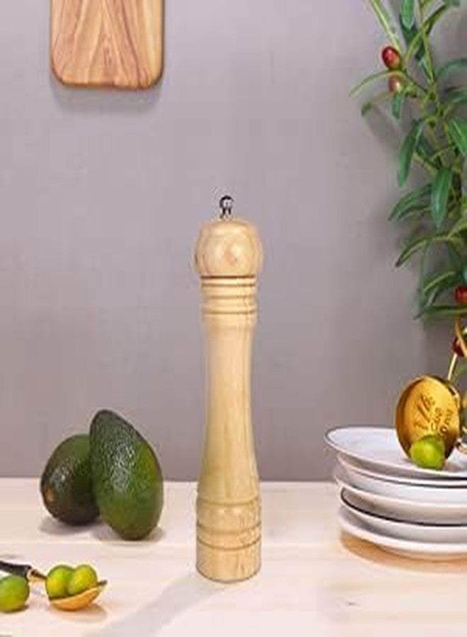 ZURITY Salt & Pepper Grinder Set, Pepper Grinder Classic, Wood Spicy Pepper Salt Corn Mill Wooden, Ceramic Traditional Pepper Mill, Kitchen Seasoning Tool, (8-inch),(Pack of 1) - Image 1