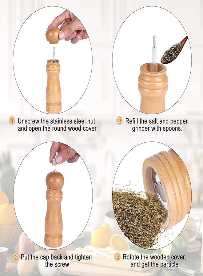 ZURITY Salt & Pepper Grinder Set, Pepper Grinder Classic, Wood Spicy Pepper Salt Corn Mill Wooden, Ceramic Traditional Pepper Mill, Kitchen Seasoning Tool, (8-inch),(Pack of 1) - Image 5